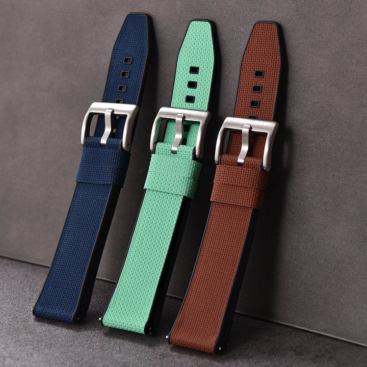 Premium Hybrid FKM Texture Watch Band Quick Release FKM +FKM Rubber Watch Strap 18mm 19mm 20mm 21mm 22mm 24mm For Diving Watches