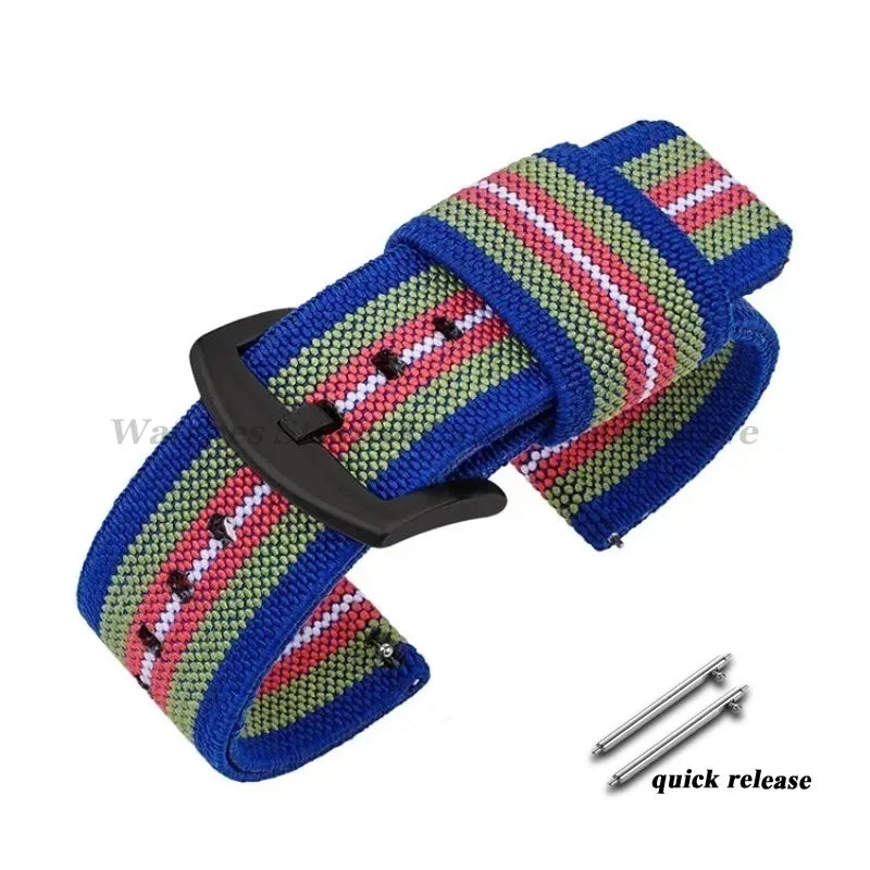Nylon Watch Band 18mm 20mm 22mm 24mm Woven Elastic Strap for Seiko for Omega Quick Release Wristband Military Men's Sport Bands