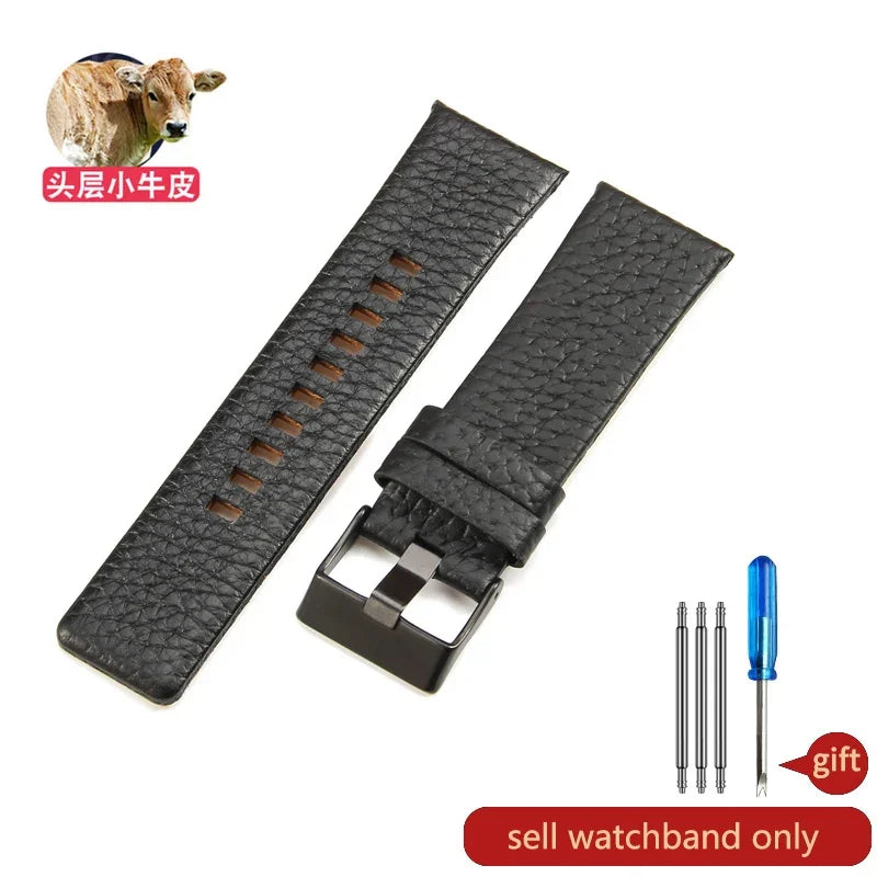 Genuine Leather Diesel Watch Strap 26–28mm (Waterproof Litchi Pattern)