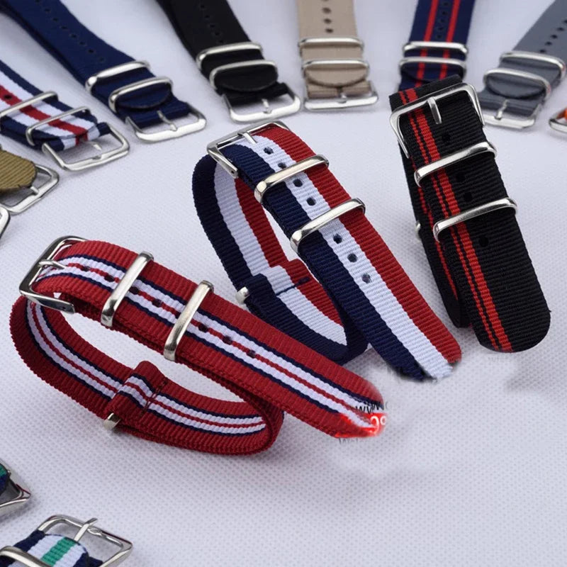 Fabric Nylon Woven Watch Strap 14–22mm (Steel Buckle)