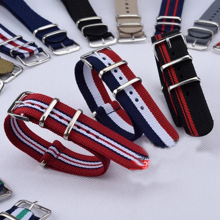 Fabric Nylon Woven Watch Strap 14–22mm (Steel Buckle)