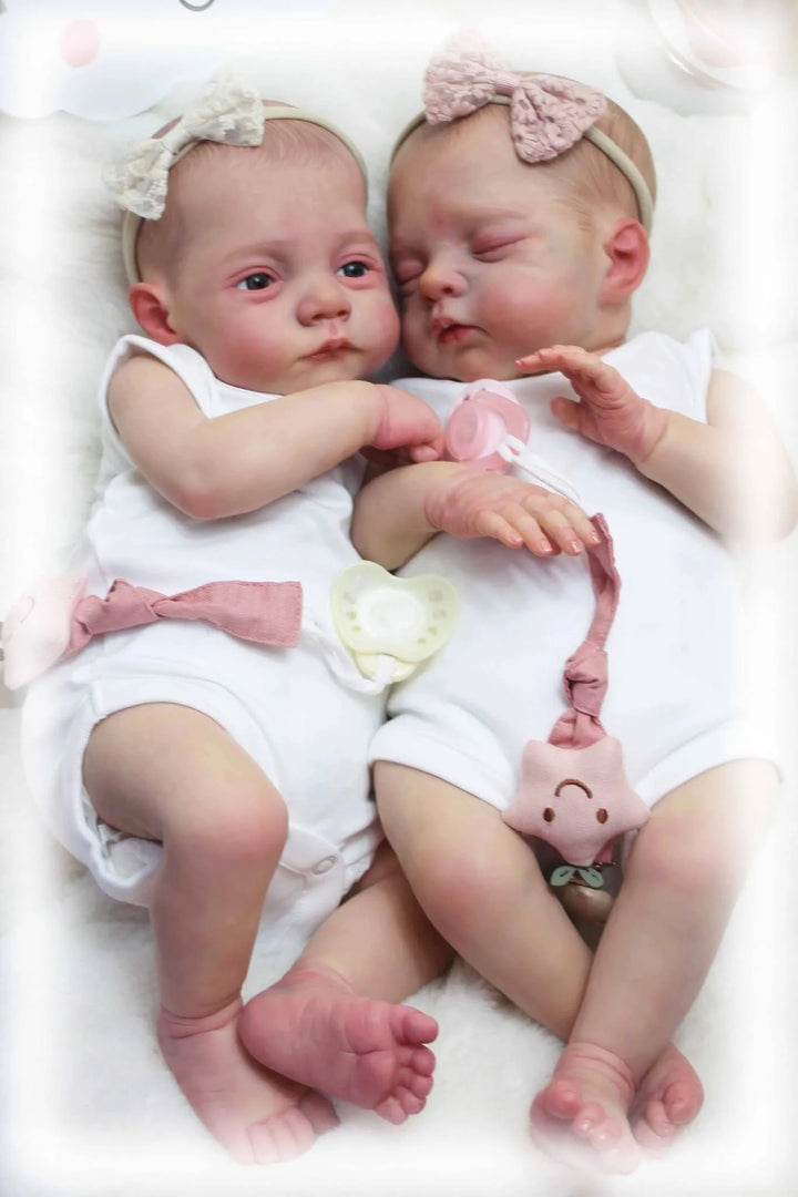 18″ Irys & Lily Reborn Twins – Handmade Lifelike Baby Dolls with 3D Skin & Multi‑Layer Painting