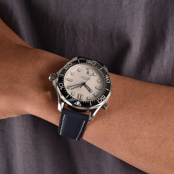 NATOBELT FKM Rubber Leather Sailcloth Watch Strap Quick Release Watchband 20mm 22mm For Omega/Rolex/MoonSwatch/Seiko