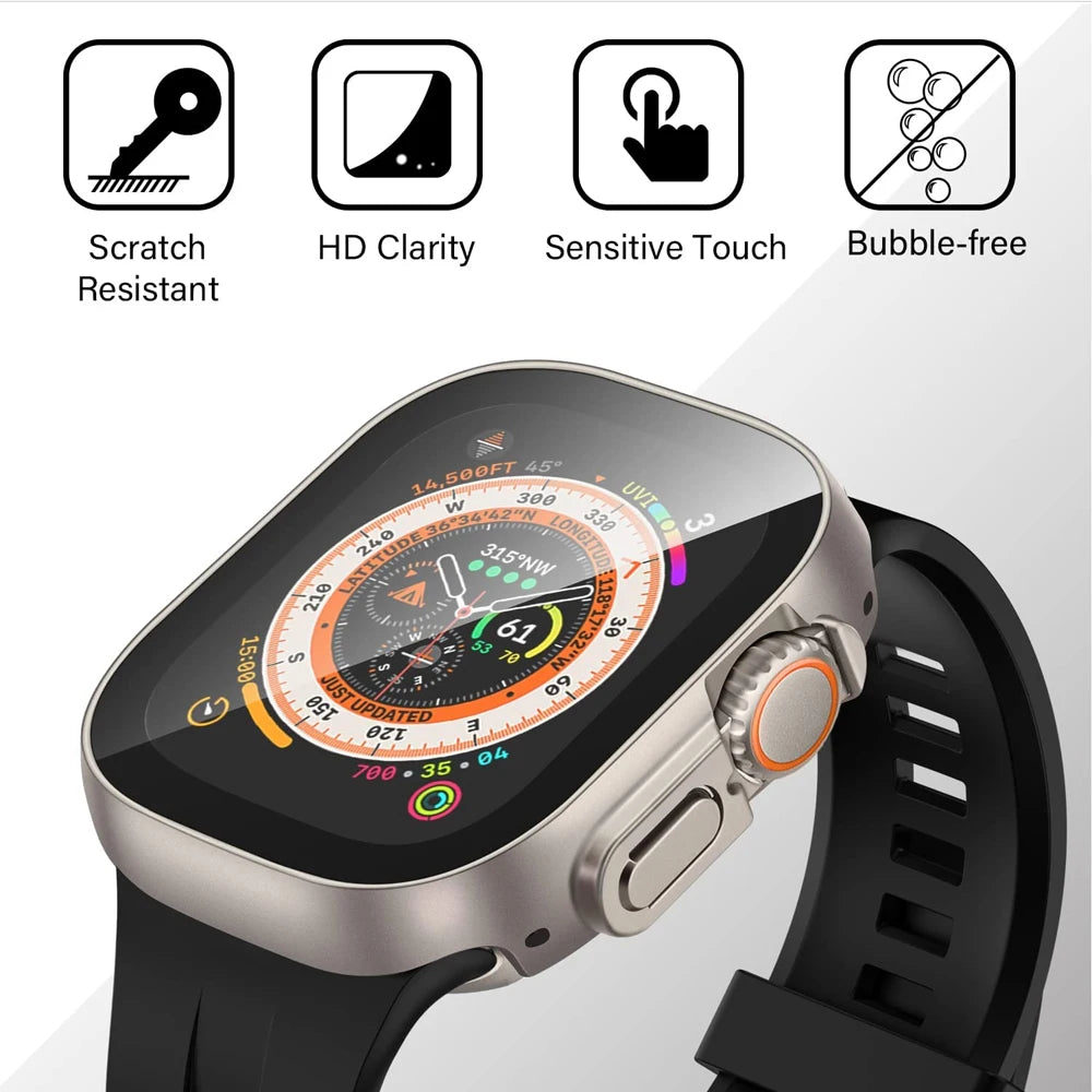 Cover For Apple Watch Ultra 3 Case 49mm Accessories PC Shockproof Bumper+Tempered Glass Screen Protector iwatch Series Ultra 2