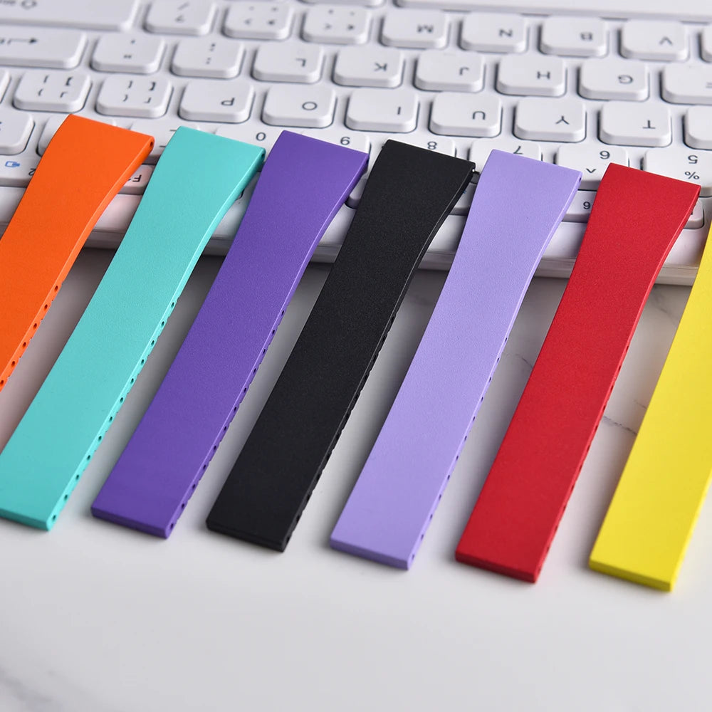 NATOBELT CTS FKM Rubber Watch Band Strap 16mm 18mm 19mm 20mm 21mm 22mm Quick Release Butterfly Cut-to-Size Sweatproof Waterproof