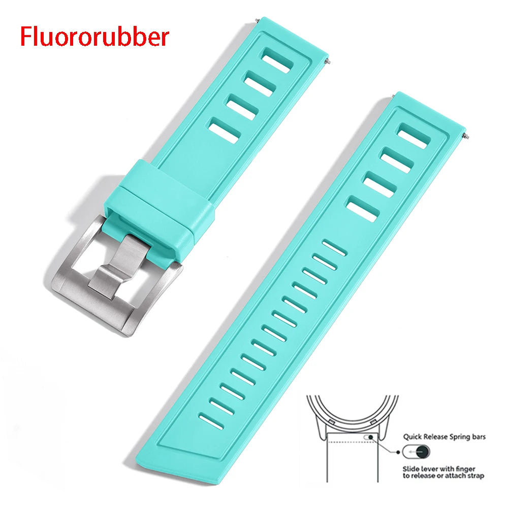 New Design SOFO Fluororubber FKM Watch Strap 20mm 22mm Waterproof Quick Release Watchbands For Each Brand Diving Watches