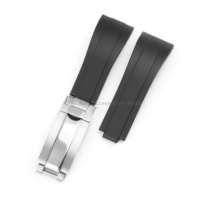 Rubber Silicone Watch Strap for Rolex Oysterflex – 20mm, Folding Buckle