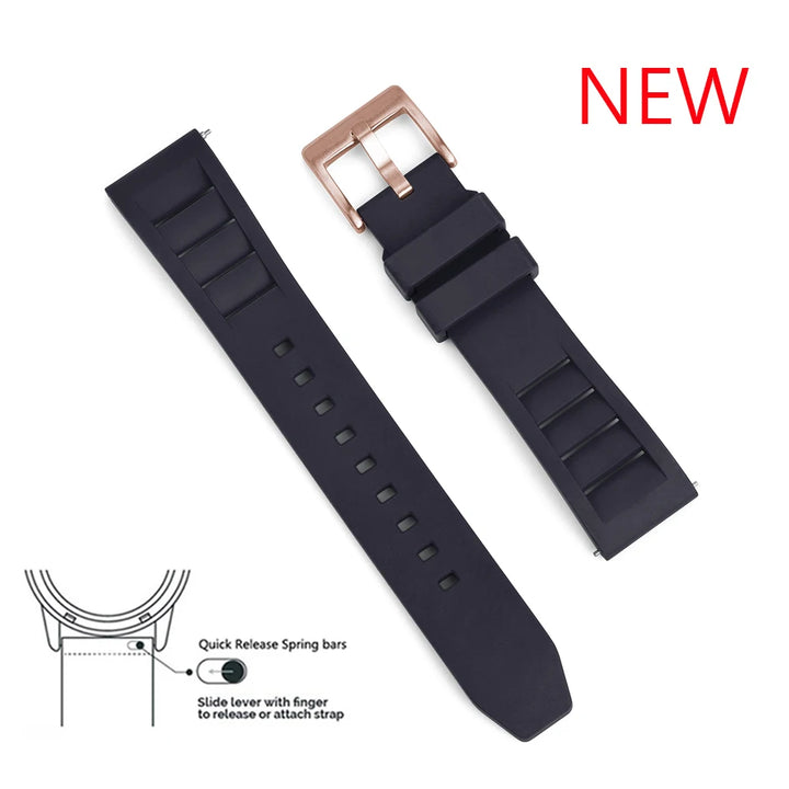 Premium Grade Fluoro Rubber Watch Strap 20mm 22mm For New FKM Watch Bands Diving Bracelet Quick Release Wrist Belt Accessories