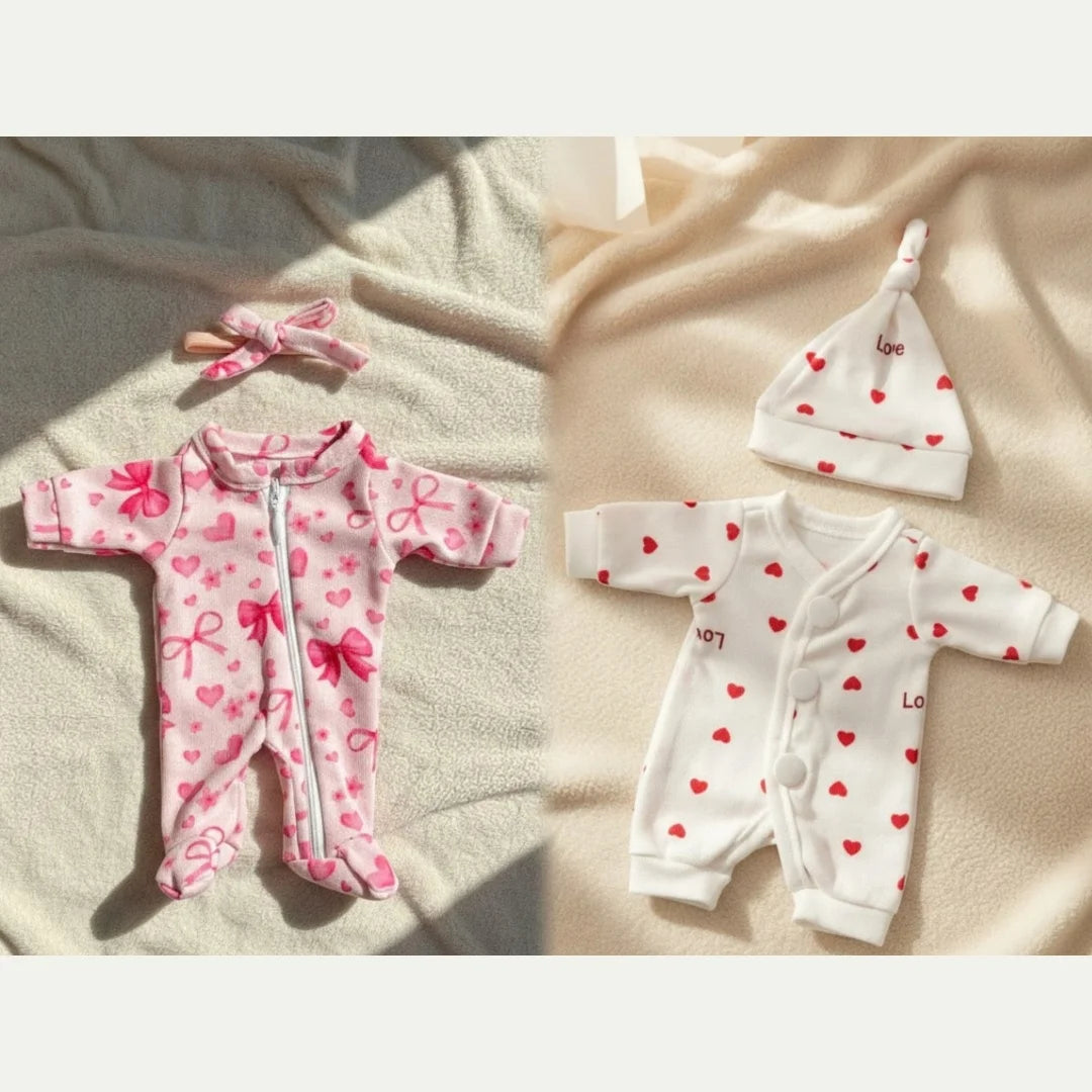 4‑Style Romper Outfits for 8–9″ Newborn Dolls