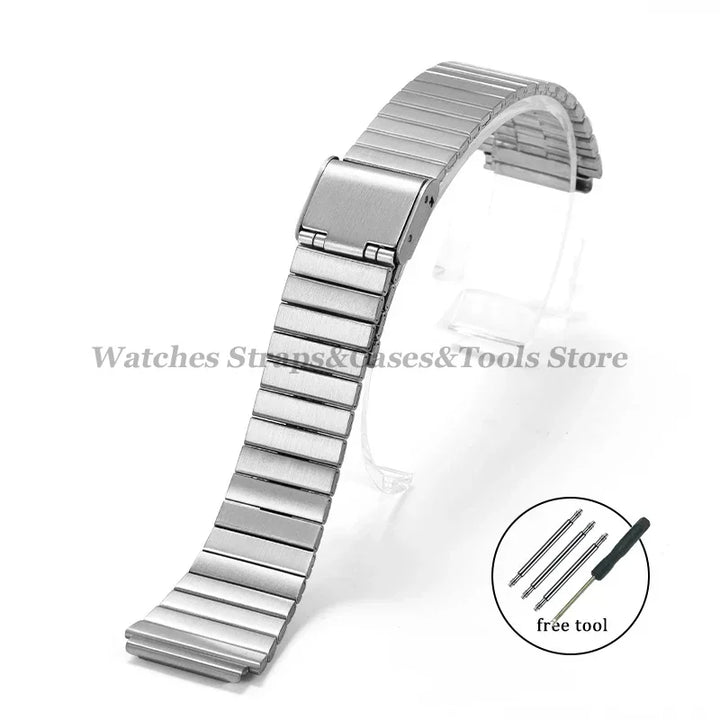 18mm For Casio A158W Watchband Stainless Steel Watch Strap for F-91W/F105/108/A158/168 AE1200/1300 Metal Small Watch Steel Band