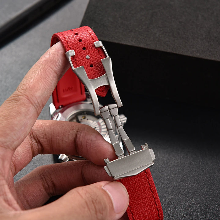 JUELONG Original Soft FKM Rubber Watch Strap 20mm 22mm Tropical Texture Perfect Fit Flat End Universal Quick Release Watch Strap