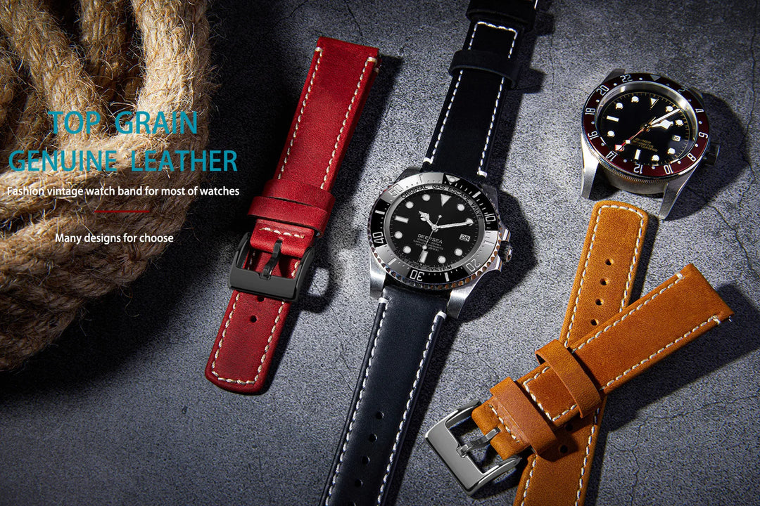 Top Grain Genuine Leather Quick Release Watch Band 20–22mm for Samsung Galaxy Watch