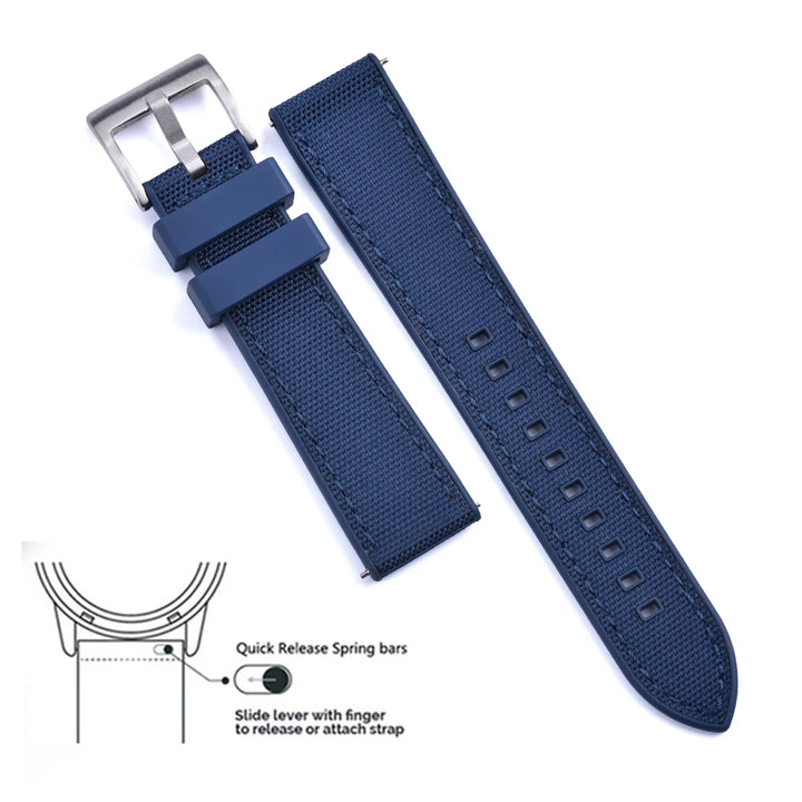 Premium Hybrid FKM Nylon Watch Band Quick Release Rubber Watch Strap 20mm 22mm Watch Strap Watch Replacement Watchband