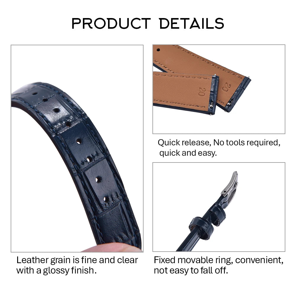 16/18/19/20/21/22mm Quality Leather Watch Bands Slub Pattern Leather Strap Universal Watchbands Accessories for Men Women Bands
