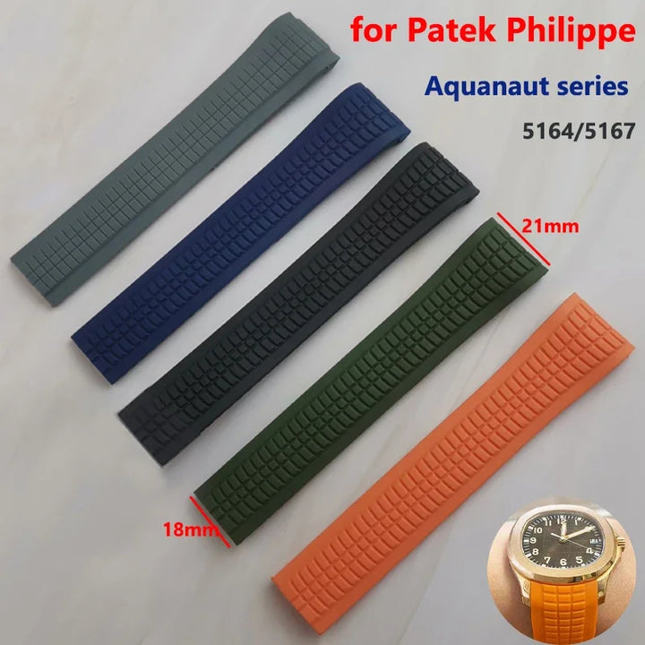 21mm Watch Strap for Patek Philippe Aquanaut Series 5164/5167 Waterproof Anti-Dust Rubber Watchband Silicone Bracelet No Logo