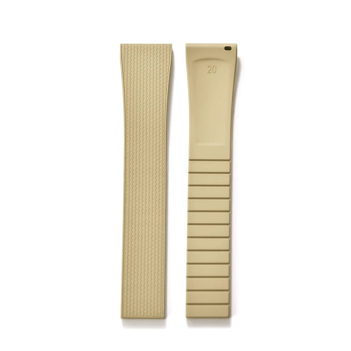 Premium Stripess CTS FKM Rubber Watch Strap 20mm Watchband Quick Release Silver/Black/Gold CTS Butterfly Buckle Cut To Sizes