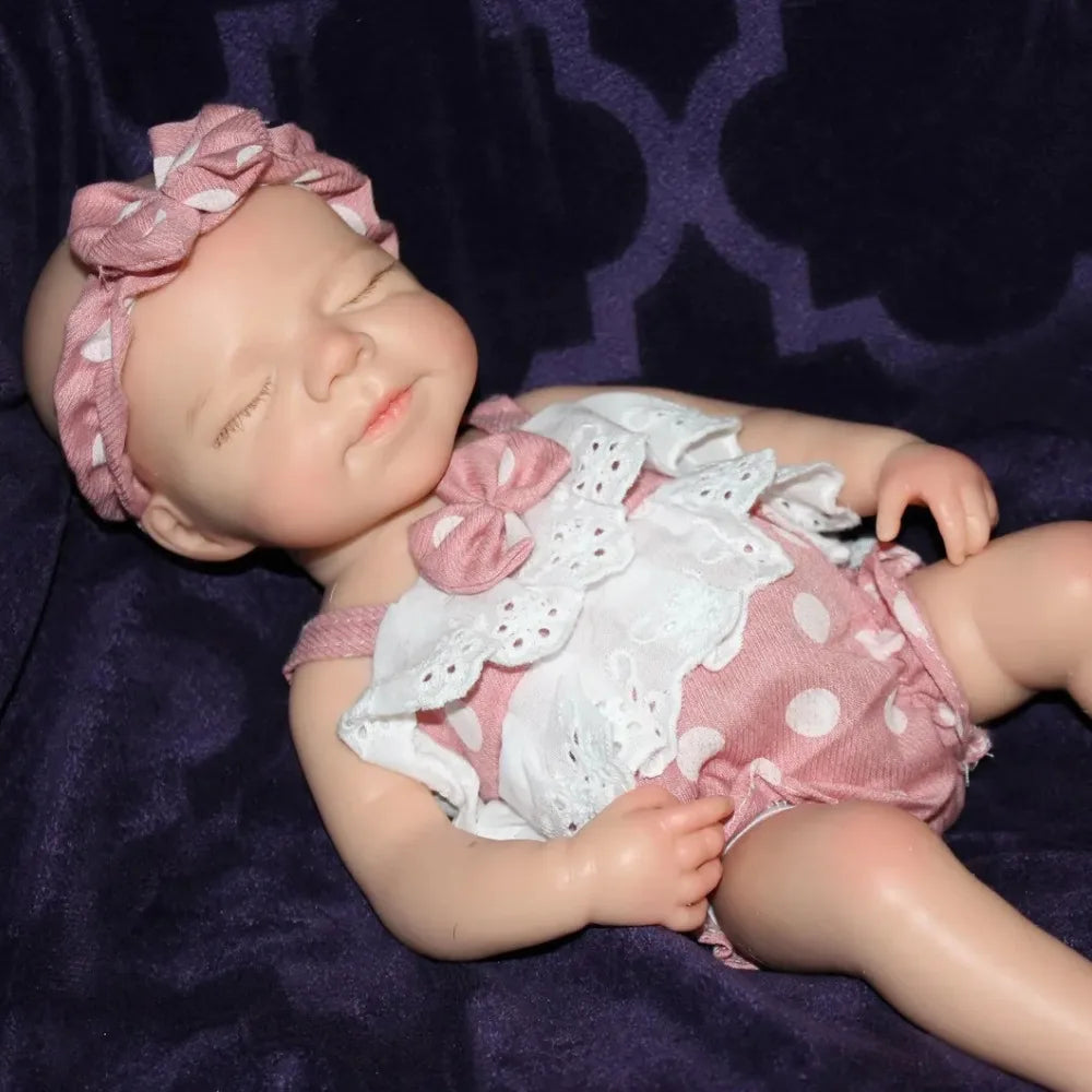 13″ Pascale Silicone Reborn Baby Girl – Curly Hair Open‑Mouth Doll