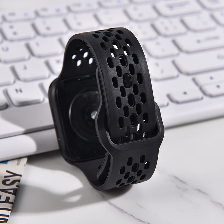 FKM Rubber Strap For Apple Watch Ultra 2 Band 49mm 9 8 7 45mm 41mm Rubber Bracelet Wristband iWatch 6 5 4 SE 44mm 40mm 42mm Band