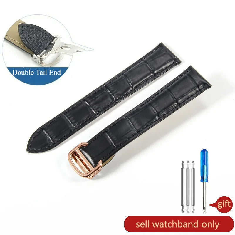 Genuine Leather Cartier Tank Solo Watch Strap 17–25mm (Brown & Black,