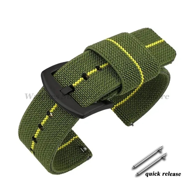 Nylon Watch Band 18mm 20mm 22mm 24mm Woven Elastic Strap for Seiko for Omega Quick Release Wristband Military Men's Sport Bands