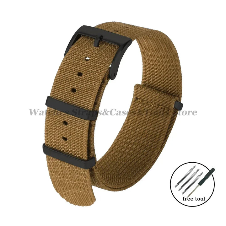 Ribbed Nylon Watch Strap 20/22mm (Military Style)