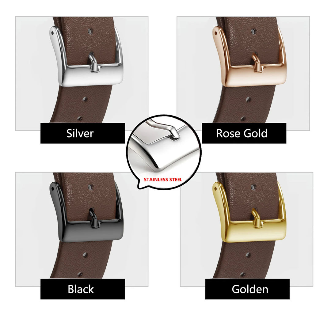 Genuine Leather Minimalist Thin Elegant Apple Watch Band 12–22mm (Soft Wrist Bracelet)