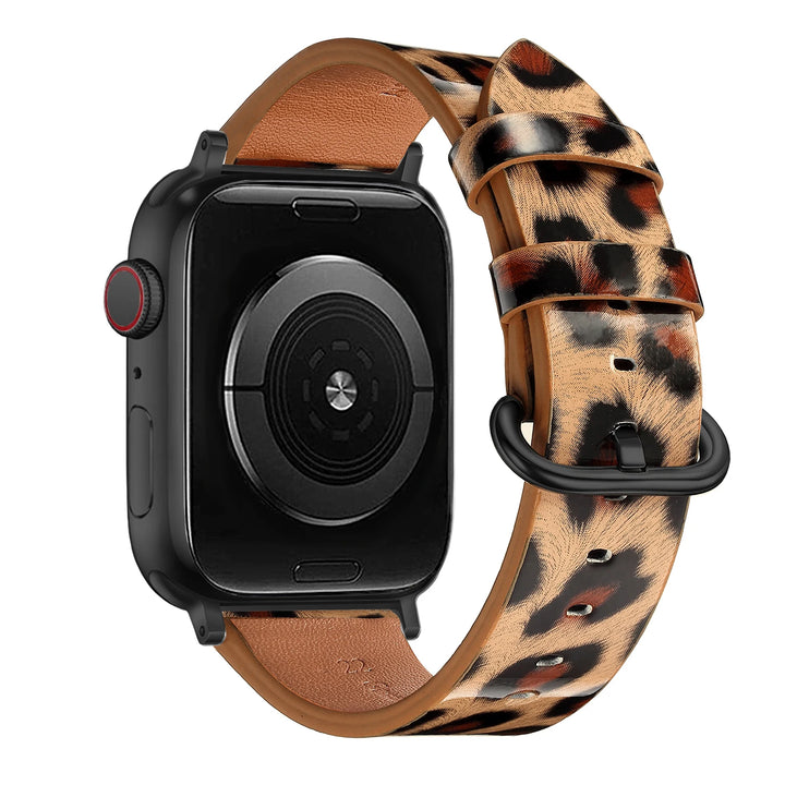 Leopard Leather Apple Watch Band for Women 38–49mm