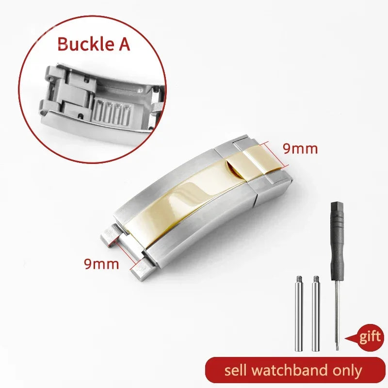 Rolex Daytona Stainless Steel Folding Buckle – Black & Rose Gold, 9×9 /