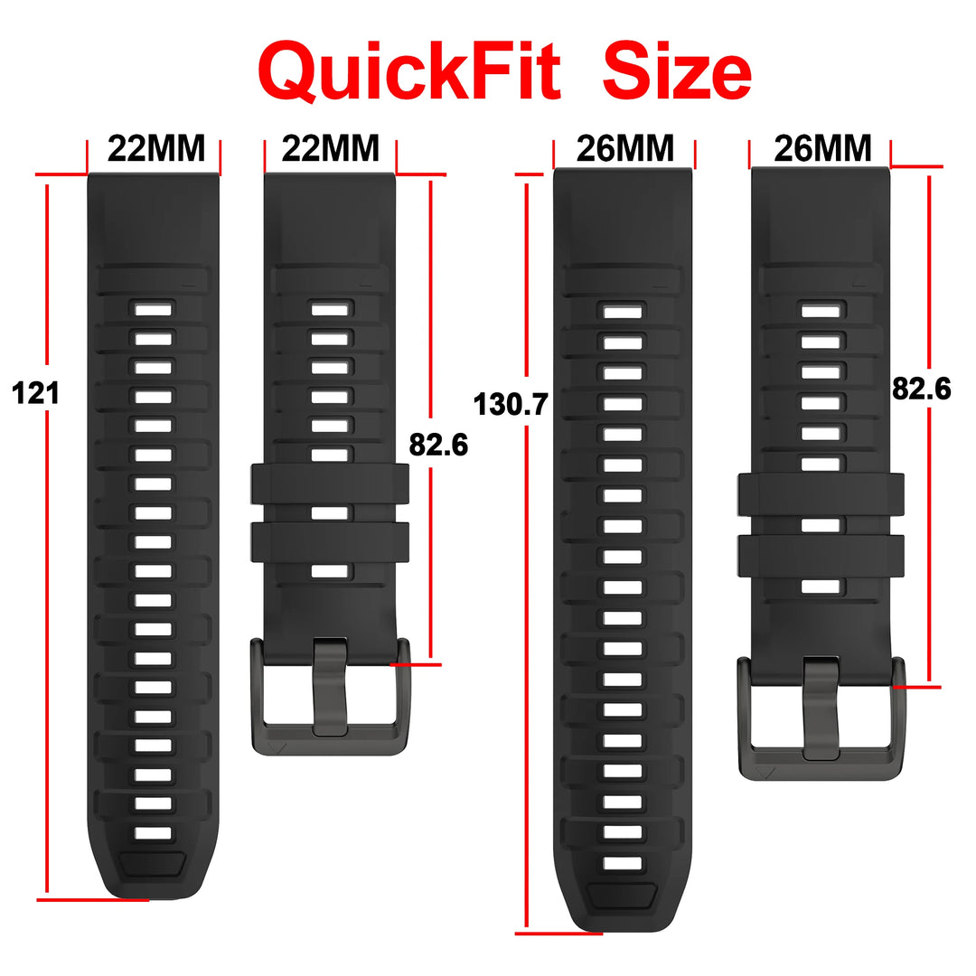 QuickFit Silicone Watch Strap 22/26mm for Garmin Fenix, Epix Pro Gen 2 & Enduro Series