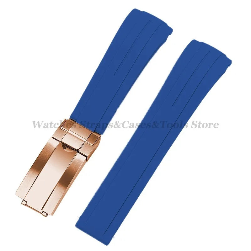 Curved Rubber Watch Strap for Rolex Daytona/Submariner – 20–22mm, Silicone