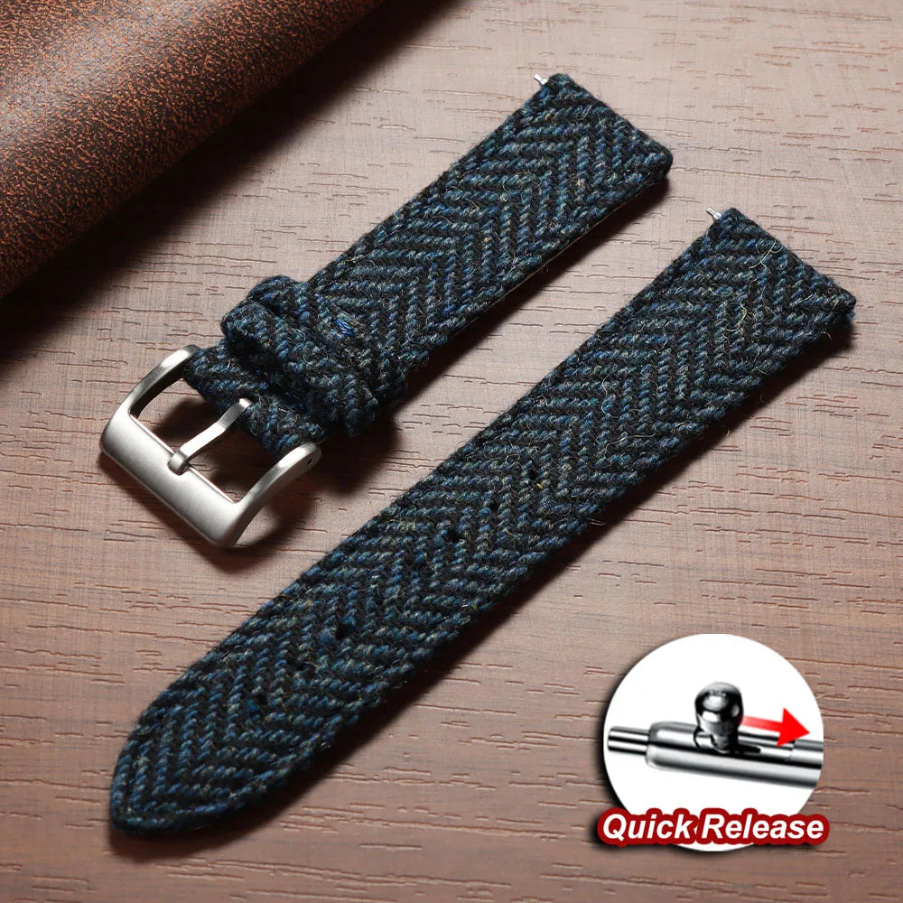 Vintage Cowhide Nylon Watch Strap 18/20/22mm