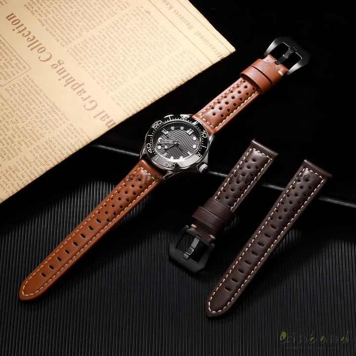 Handmade Cowhide Breathable Leather Watch Band 18mm 20mm 22mm 24mm 26mm for Panerai for Omega Men's Strap Watchband Accessories