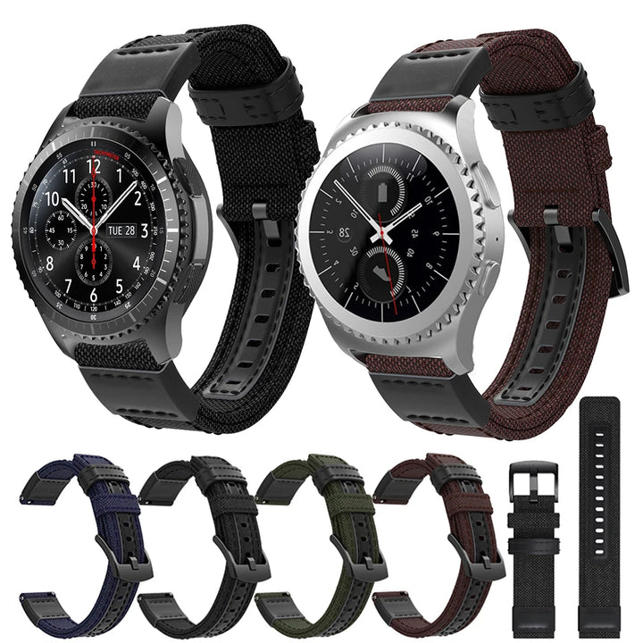 Canvas Strap for Samsung Gear S2, S3 & Galaxy Watch (20-22mm)