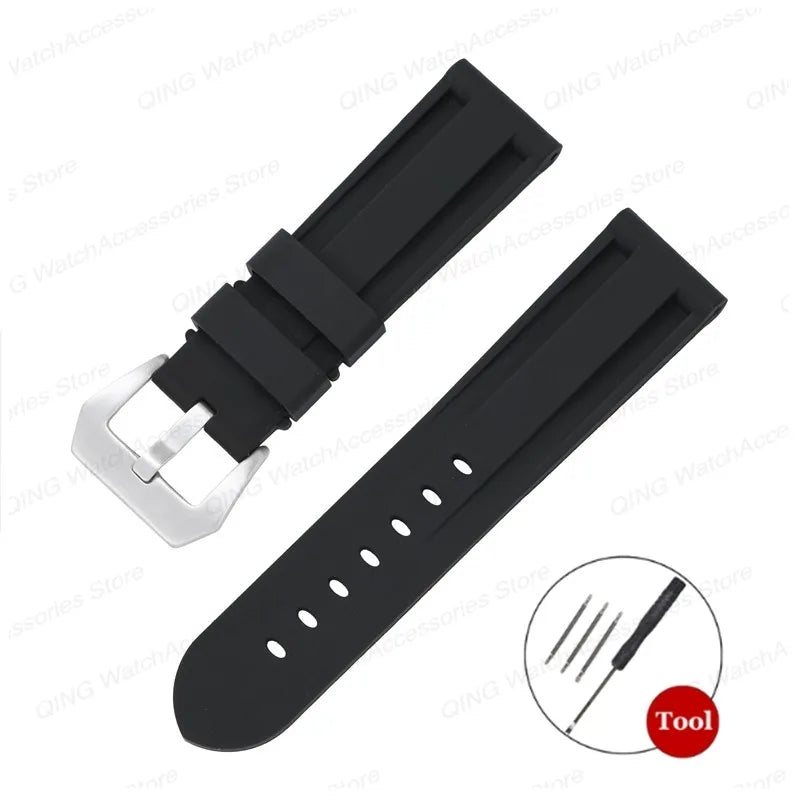 Universal Silicone Rubber Watch Strap – Sport Wristband (20-26mm)