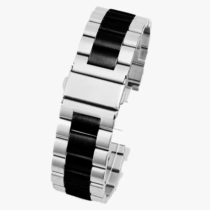 Black & White Steel Watch Band 20–24mm for Samsung Gear S3–S5 (46/42mm)