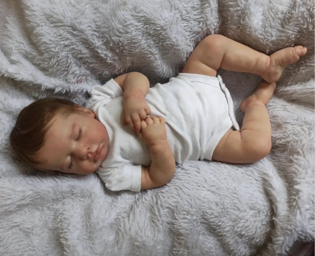19″ Loulou Finished Reborn Baby Doll – Realistic Vinyl/Cloth Body, Hand‑Rooted Hair & 3D Veins