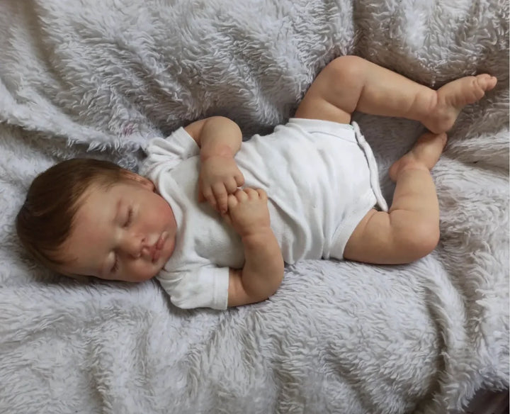 19″ Loulou Finished Reborn Baby Doll – Realistic Vinyl/Cloth Body, Hand‑Rooted Hair & 3D Veins