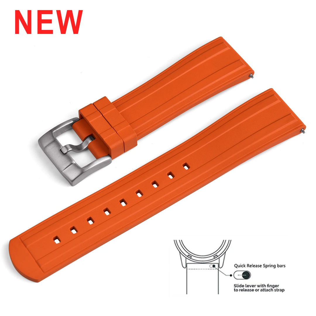 Original New Design Frosted Grain HNBR Rubber Watch Strap 20mm 22mm Locking Feature Quick Release Diving OSAND Rubber Watch Band