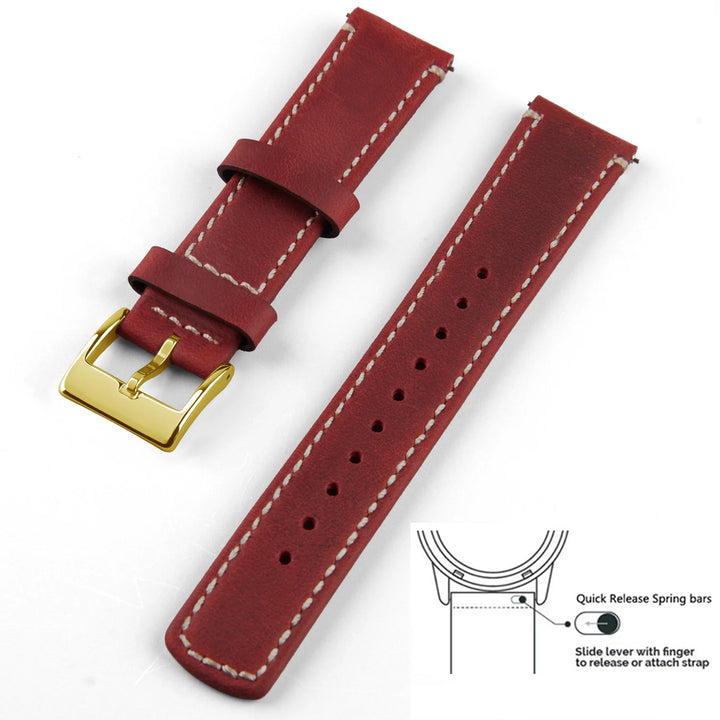 Top Grain Genuine Leather Quick Release Watch Band 20–22mm for Samsung Galaxy Watch
