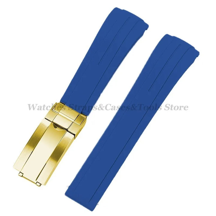 Curved Rubber Watch Strap for Rolex Daytona/Submariner – 20–22mm, Silicone