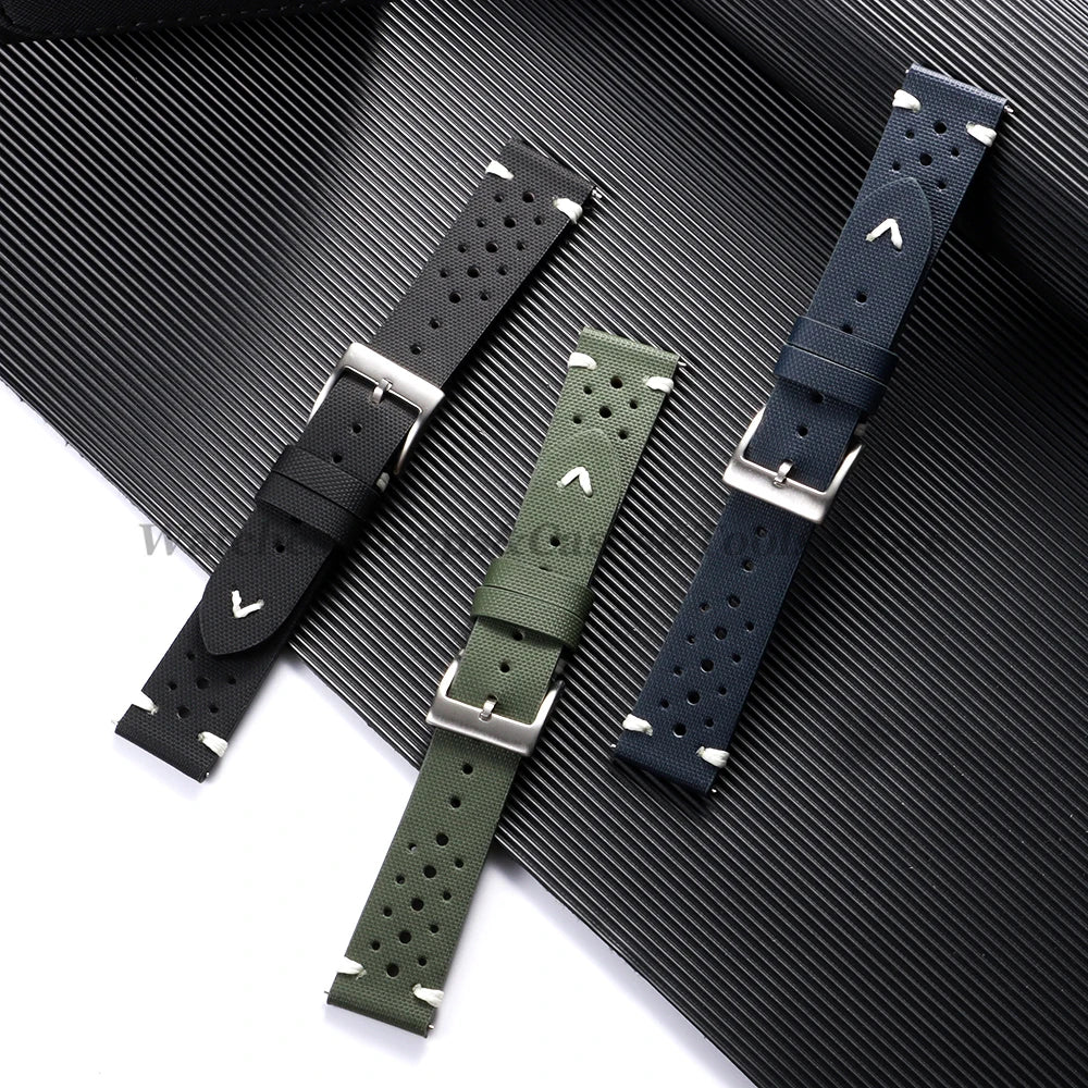 Premium Nylon Sailcloth Watch Strap 18mm 20mm 22mm Band Quick Release Perforated Breathable Watchband for Men's Women Wristbelts