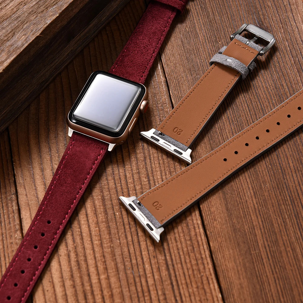 Suede Leather Strap for Apple Watch – Vintage Style (38-49mm)