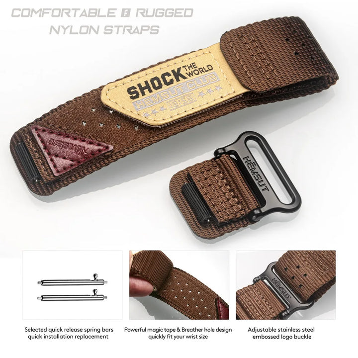HEMSUT Nylon Replacement Watch Band for Casio G-Shock DW, GA, BA, M Series