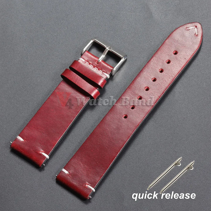 Vintage Oil Wax Leather Watch Strap 18–24mm for Omega & Seiko