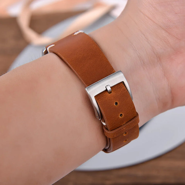 Crazy Horse Vintage Leather Quick-Release Watch Strap (18-22mm)