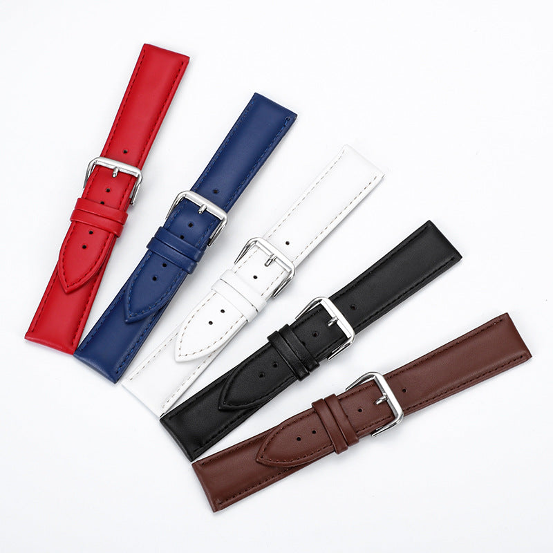 Soft Leather Watch Strap 8–24mm for Men & Women (Purple, Green, Blue)
