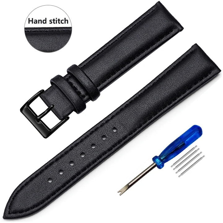 Genuine Leather Watch Strap – Smooth Finish 12–22mm