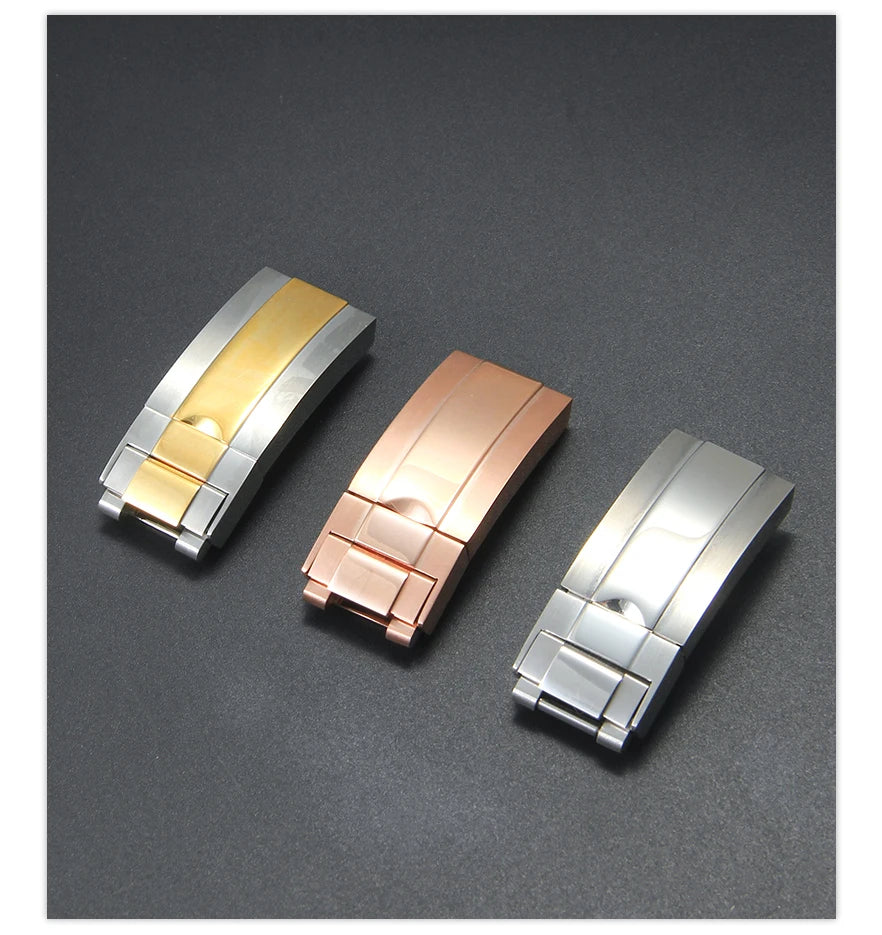 Rolex Daytona Stainless Steel Folding Buckle – Black & Rose Gold, 9×9 /