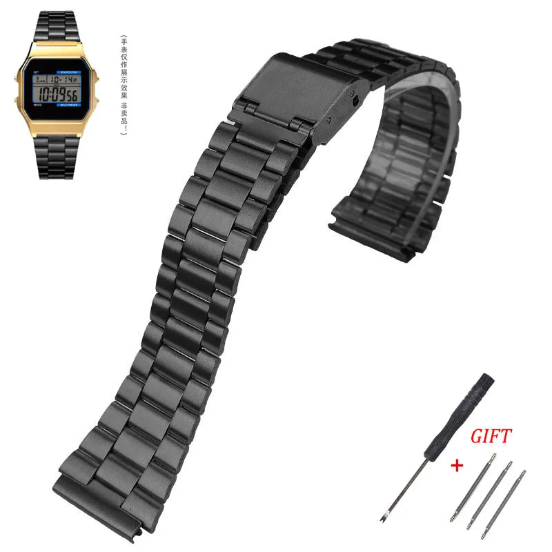 Stainless Steel Metal Watch Band 18mm for Casio F-91W, F105, A158W & More