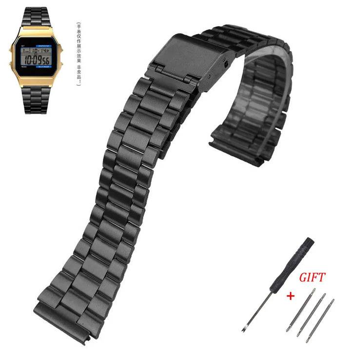Stainless Steel Metal Watch Band 18mm for Casio F-91W, F105, A158W & More